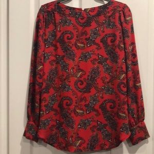 Loft Blouse Red Paisley Sz S